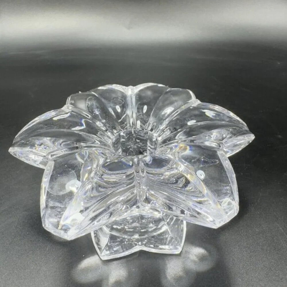 MIKASA Clear Crystal Glass Candle Stick Holder Set 2 Flower Shaped Candle Holder